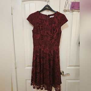 MUADRESS Women Cap-Sleeve Lace Floral Elegant Cocktail Dress